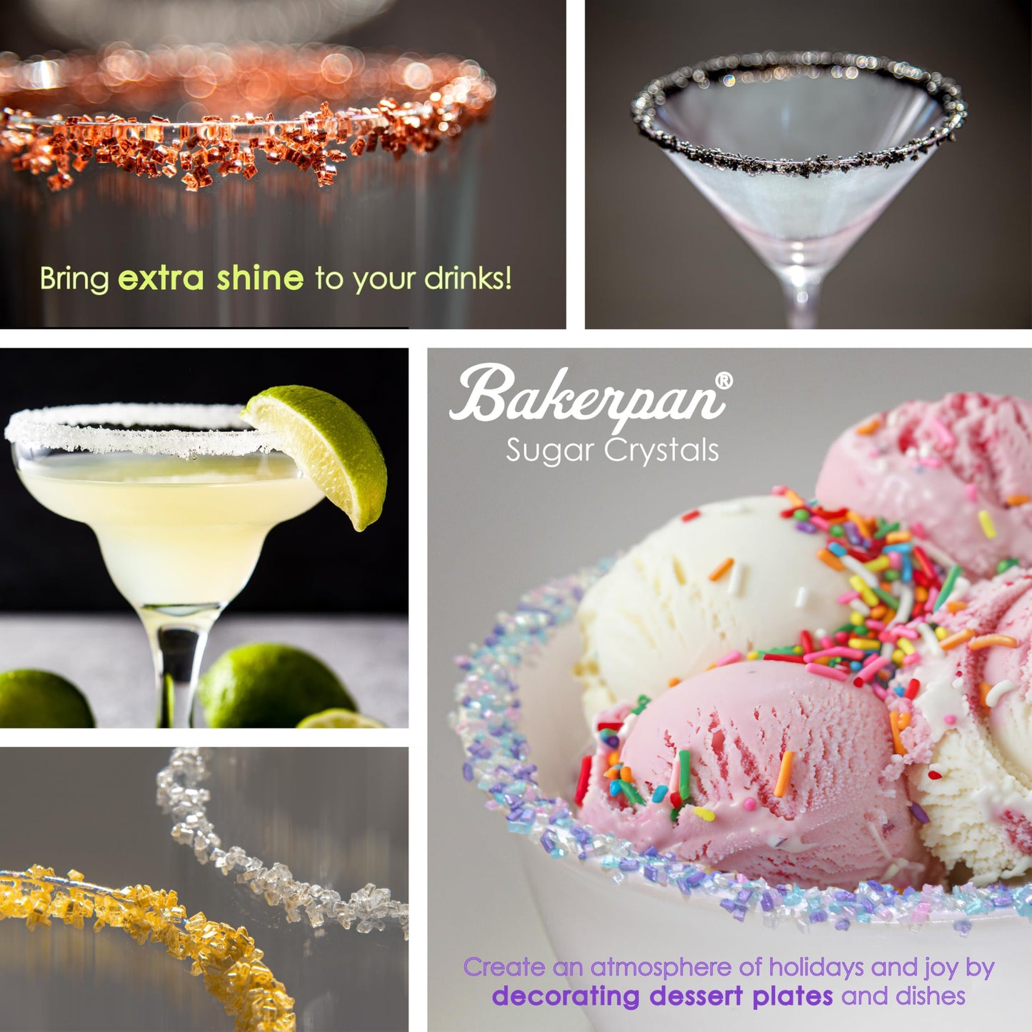 Bakerpan Pearlized Sugar Sprinkles - 5 Ounce Sparkling Sugar for Baking - Decorating Sugar Crystals for Cookies, Cake Pops, Ice Cream (Made in USA)