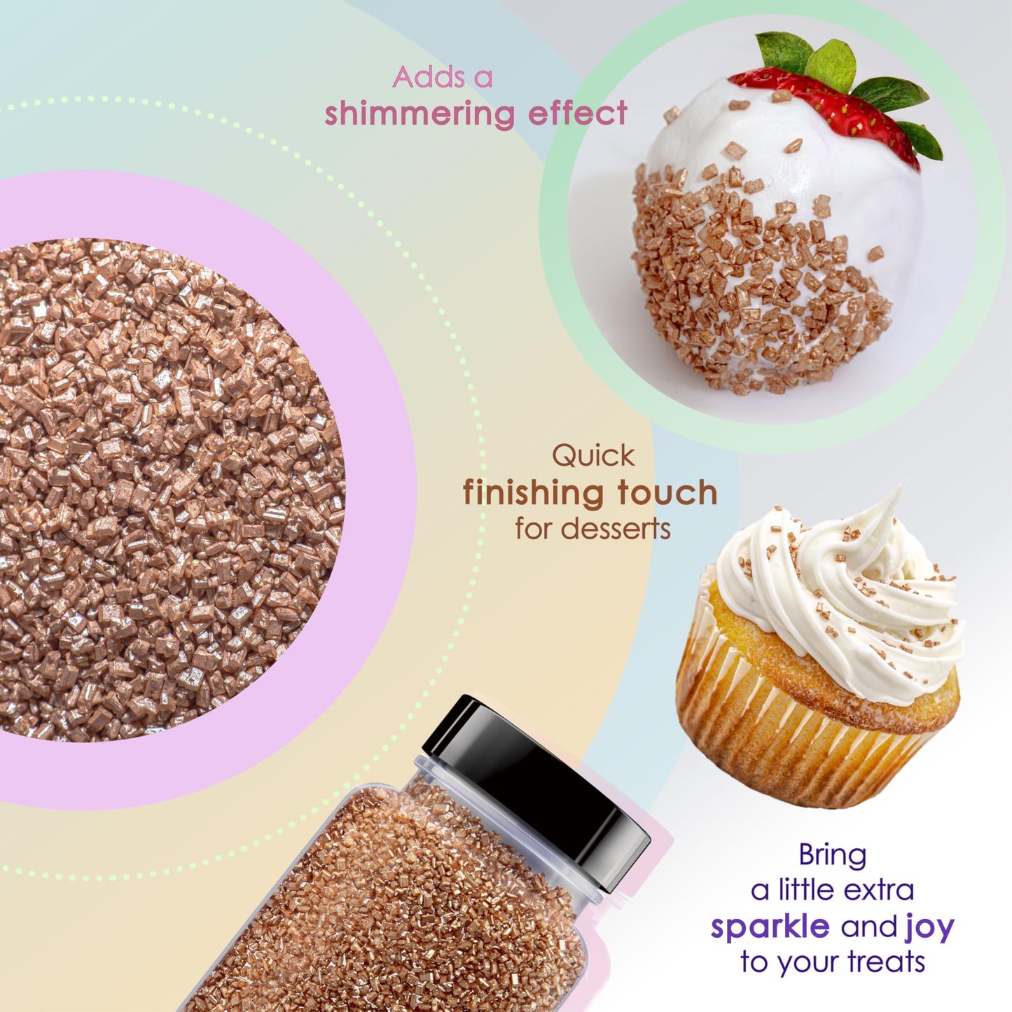 Bakerpan Pearlized Sugar Sprinkles - 5 Ounce Sparkling Sugar for Baking - Decorating Sugar Crystals for Cookies, Cake Pops, Ice Cream (Made in USA)