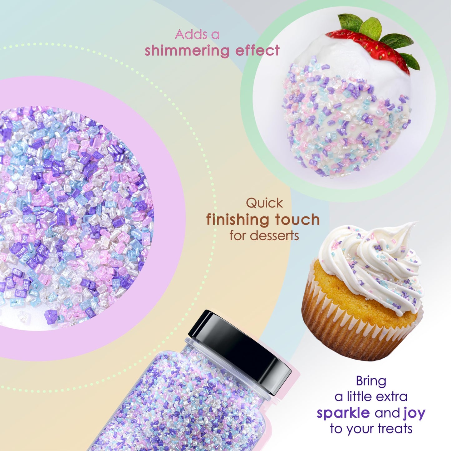 Bakerpan Pearlized Sugar Sprinkles - 5 Ounce Sparkling Sugar for Baking - Decorating Sugar Crystals for Cookies, Cake Pops, Ice Cream (Made in USA)