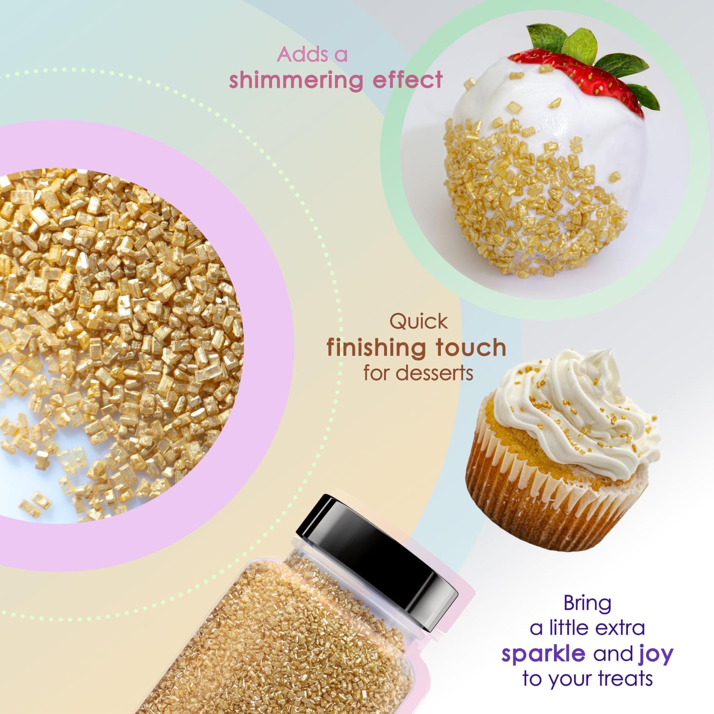 Bakerpan Pearlized Sugar Sprinkles - 5 Ounce Sparkling Sugar for Baking - Decorating Sugar Crystals for Cookies, Cake Pops, Ice Cream (Made in USA)