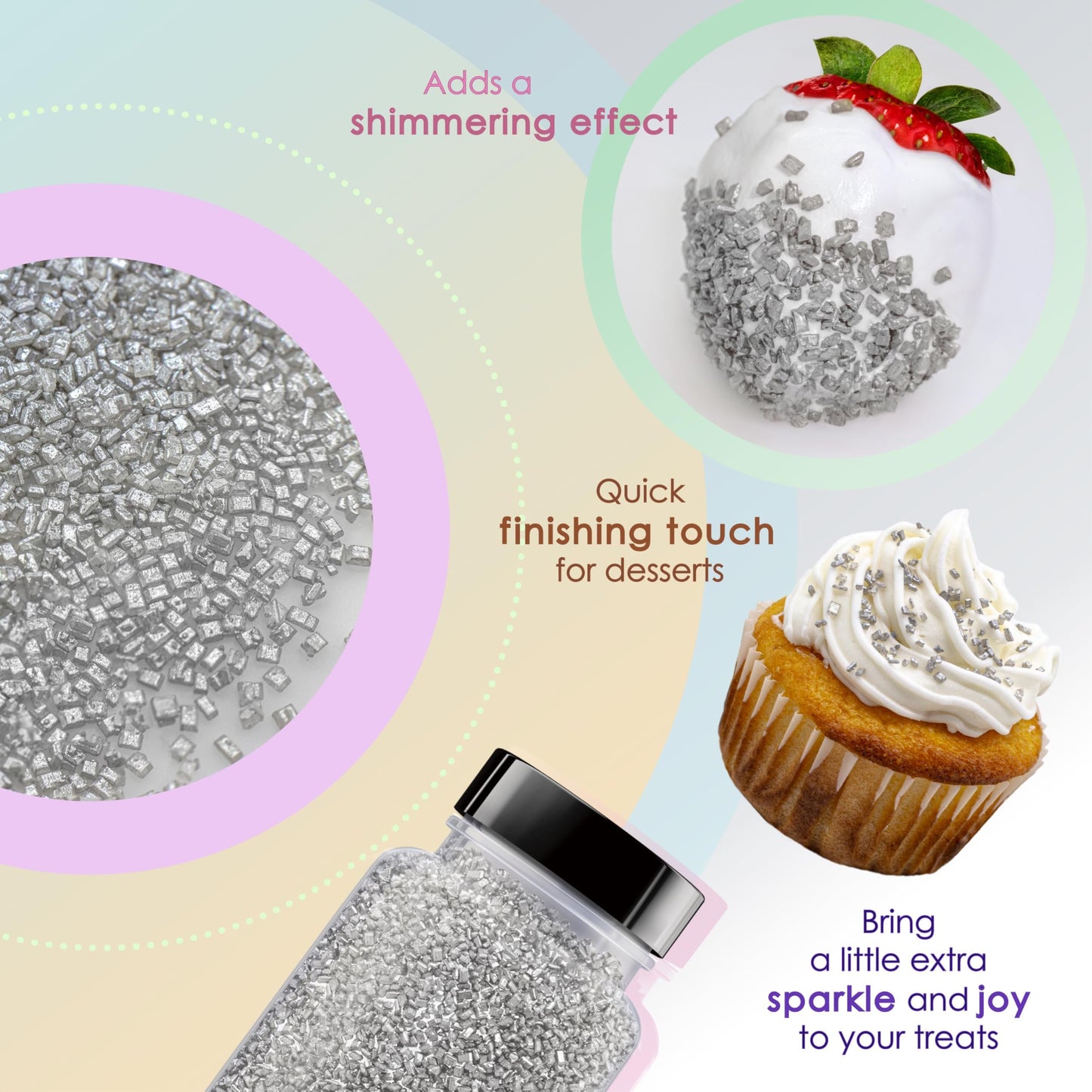 Bakerpan Pearlized Sugar Sprinkles - 5 Ounce Sparkling Sugar for Baking - Decorating Sugar Crystals for Cookies, Cake Pops, Ice Cream (Made in USA)