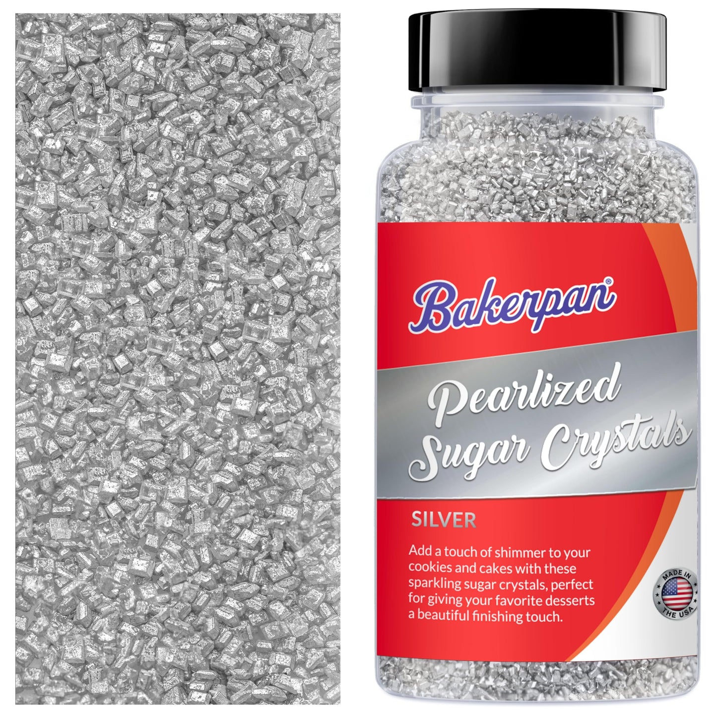 Bakerpan Pearlized Sugar Sprinkles - 5 Ounce Sparkling Sugar for Baking - Decorating Sugar Crystals for Cookies, Cake Pops, Ice Cream (Made in USA)