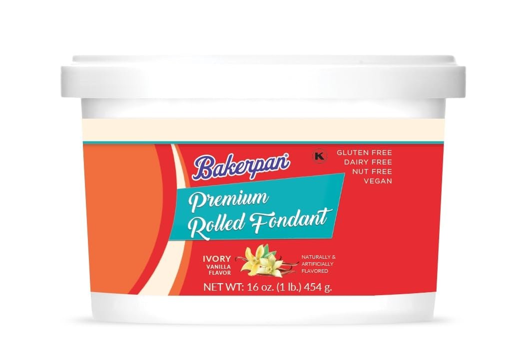 Bakerpan Premium Rolled Blue Fondant for Cake Decorating - 1 Pound, Vanilla Flavor