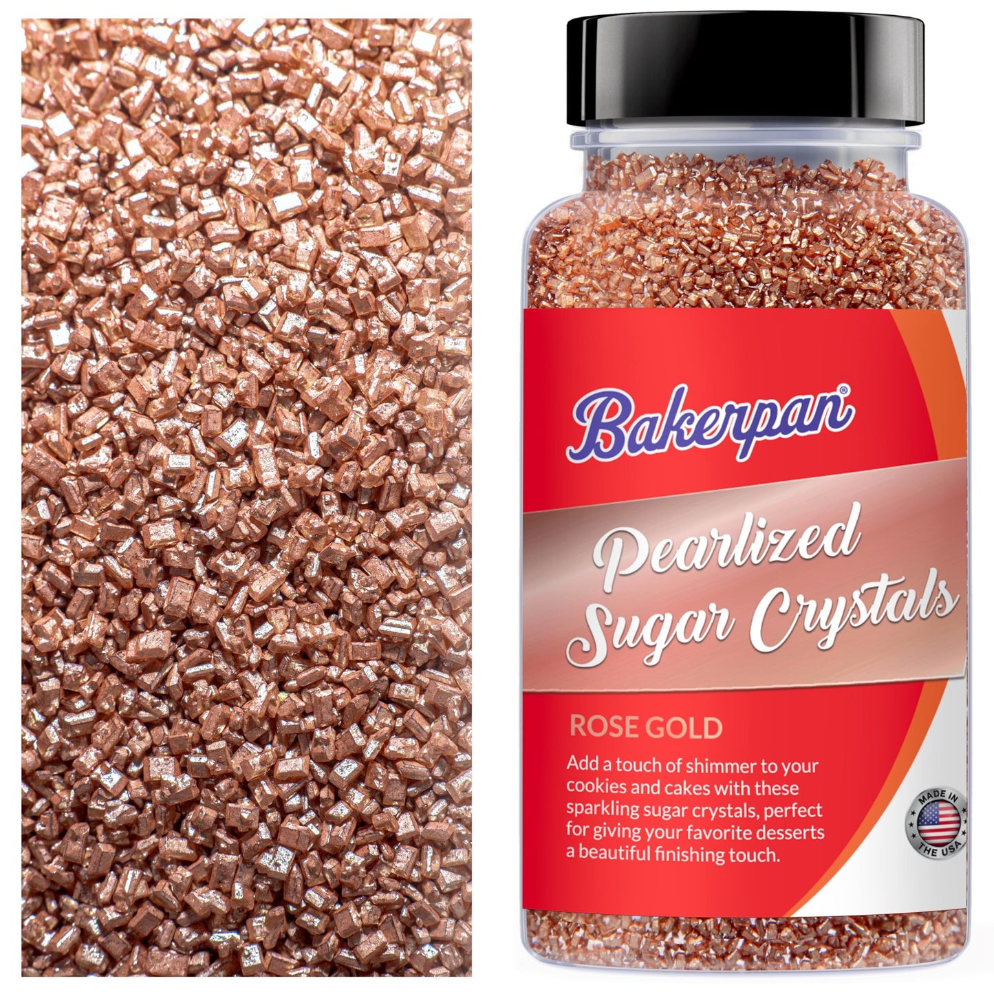 Bakerpan Pearlized Sugar Sprinkles - 5 Ounce Sparkling Sugar for Baking - Decorating Sugar Crystals for Cookies, Cake Pops, Ice Cream (Made in USA)