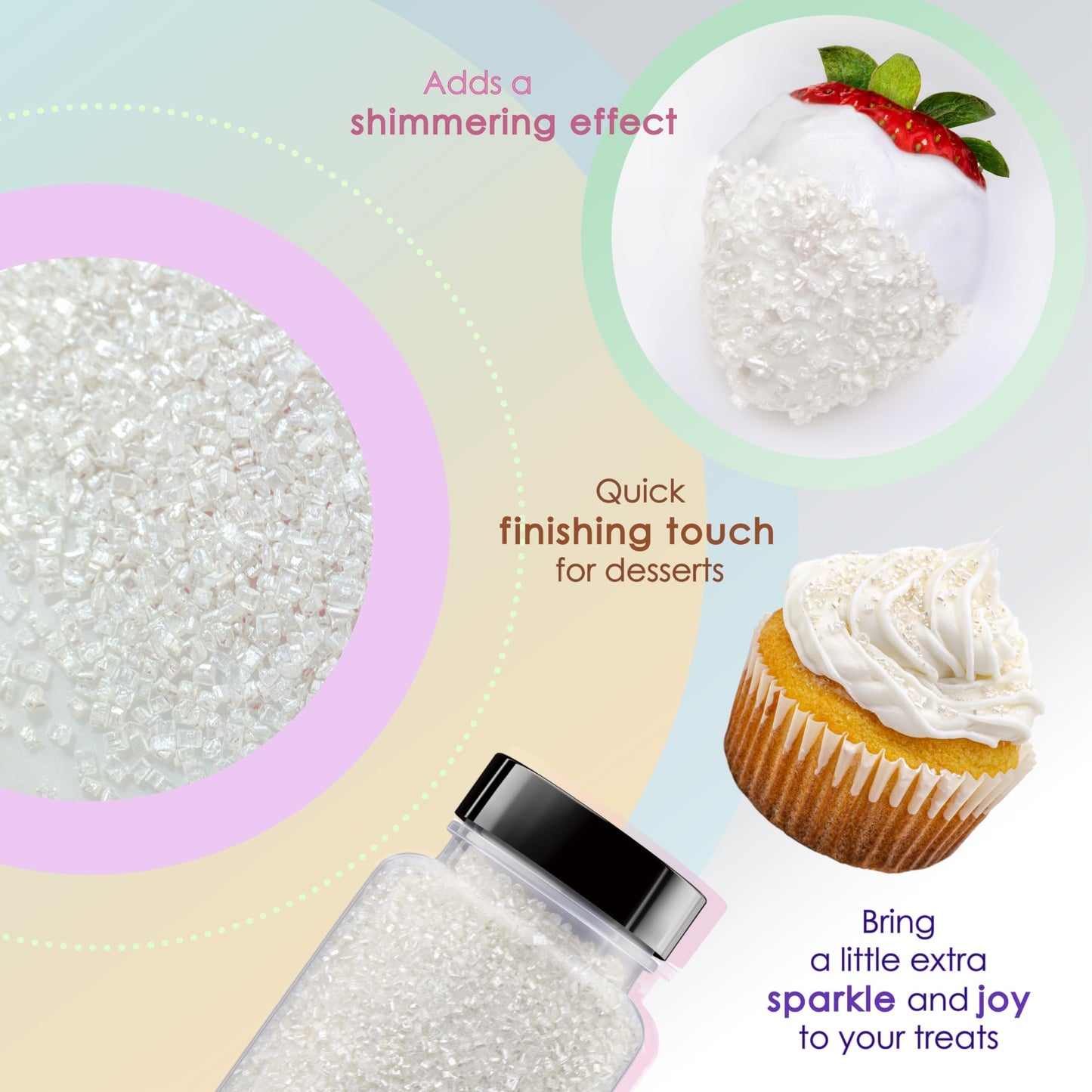 Bakerpan Pearlized Sugar Sprinkles - 5 Ounce Sparkling Sugar for Baking - Decorating Sugar Crystals for Cookies, Cake Pops, Ice Cream (Made in USA)