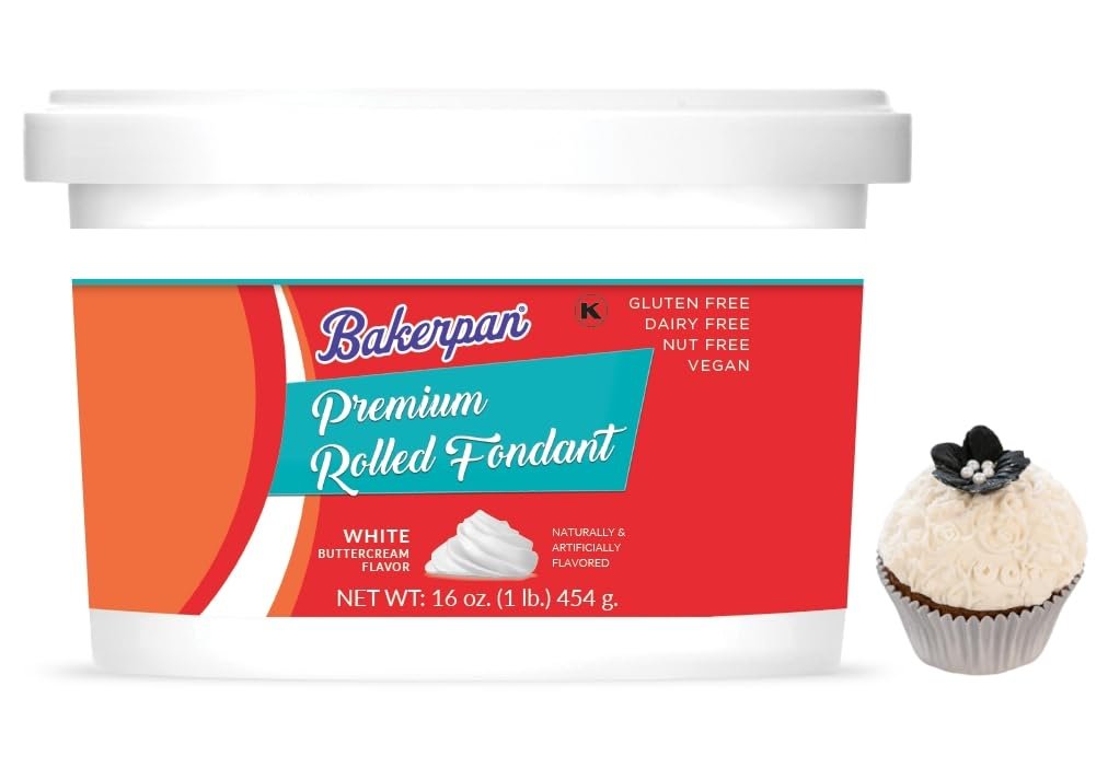 Bakerpan Premium Rolled White Fondant for Cake Decorating - 1 Pound, Buttercream Flavor