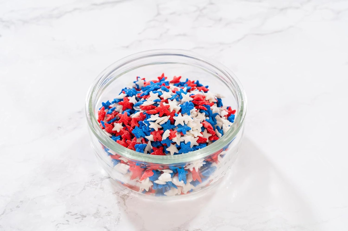 Bakerpan Sprinkles for Cake Decorating - Star Sprinkles 4 Ounces - Red, White & Blue Edible Confetti Sprinkles for Cupcakes, Ice Cream, Cookies, Cakes