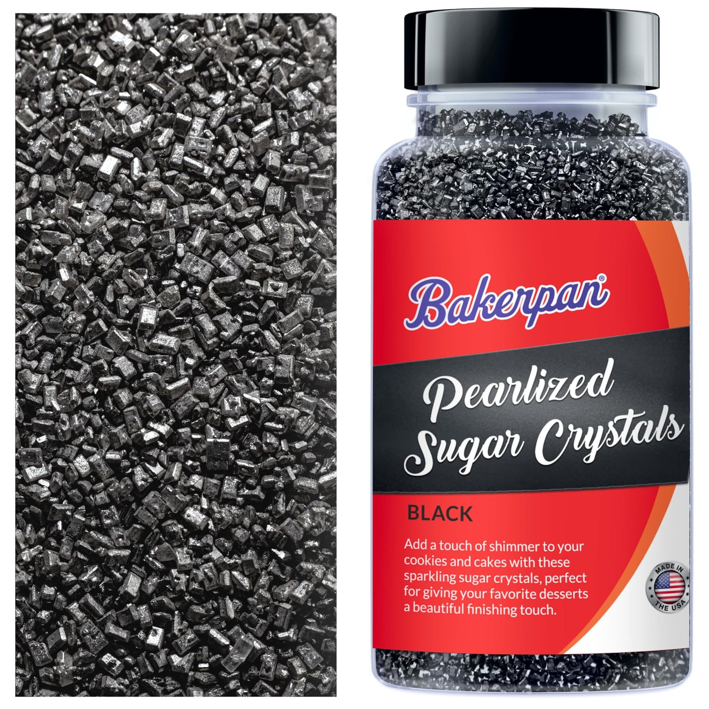 Bakerpan Pearlized Sugar Sprinkles - 5 Ounce Sparkling Sugar for Baking - Decorating Sugar Crystals for Cookies, Cake Pops, Ice Cream (Made in USA)