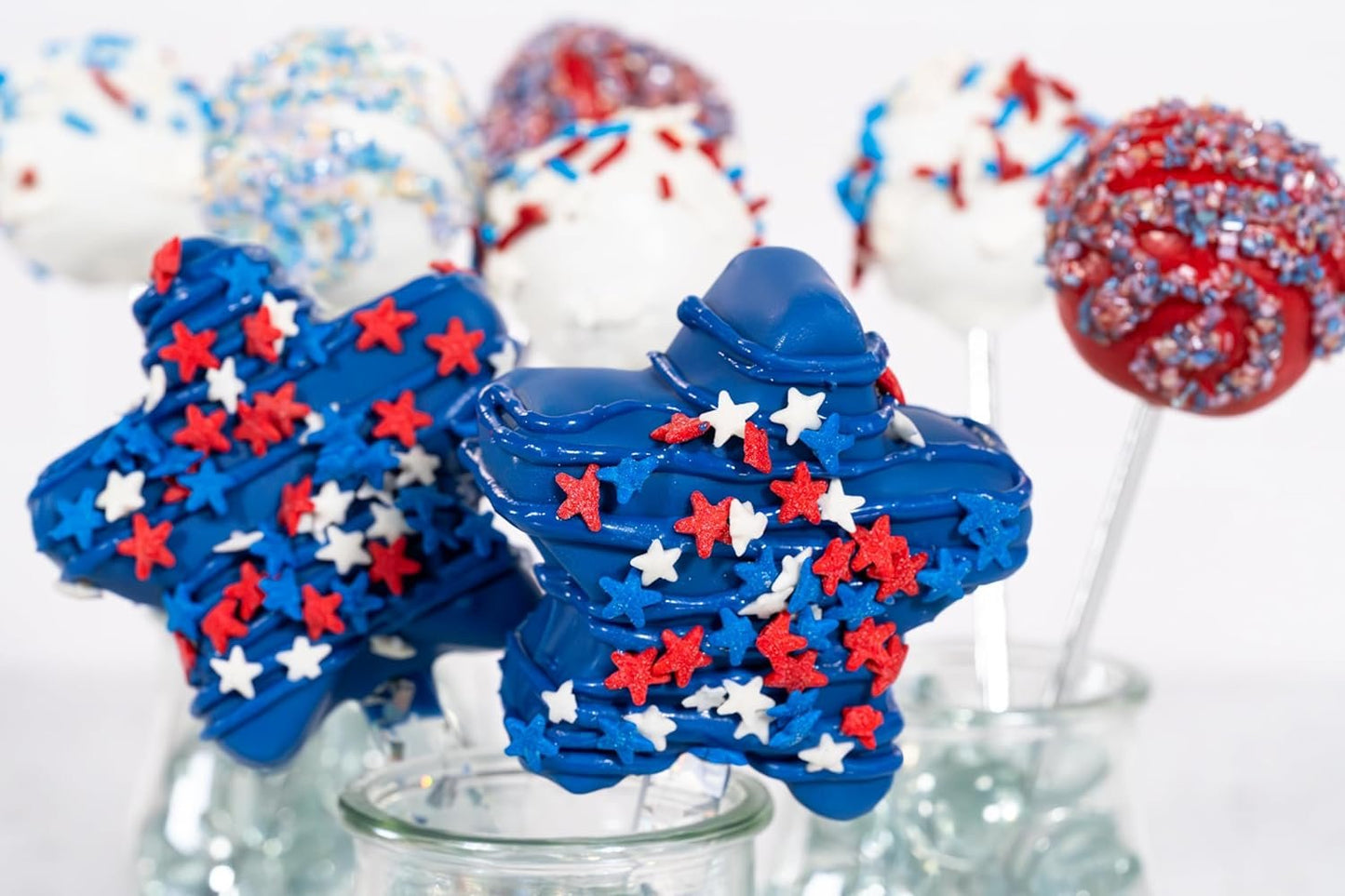 Bakerpan Sprinkles for Cake Decorating - Star Sprinkles 4 Ounces - Red, White & Blue Edible Confetti Sprinkles for Cupcakes, Ice Cream, Cookies, Cakes