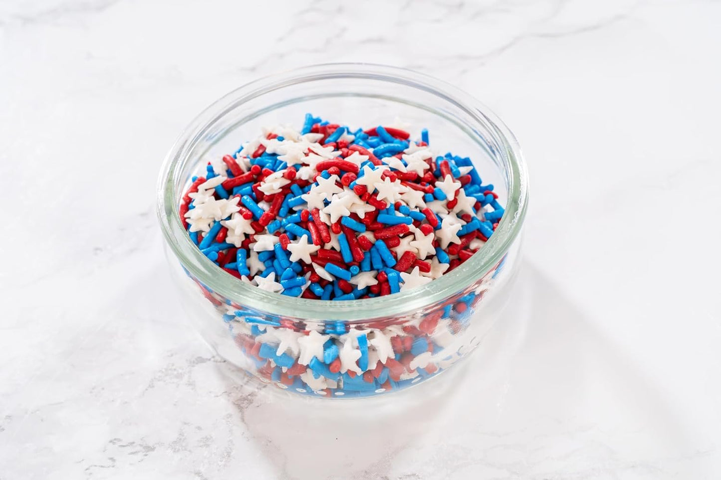 Bakerpan Sprinkles for Cake Decorating - Star Sprinkles 4 Ounces - Red, White & Blue Edible Confetti Sprinkles for Cupcakes, Ice Cream, Cookies, Cakes