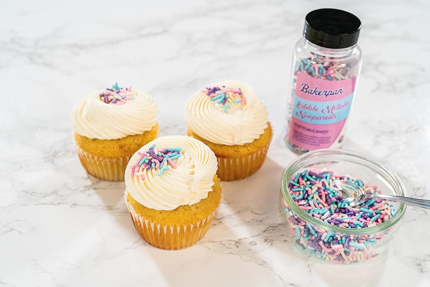 Bakerpan Edible Pastel Colors Nonpareils Sprinkles & Jimmies Sprinkles for Cupcakes, Pastel Sprinkles Edible for Cake Decorating