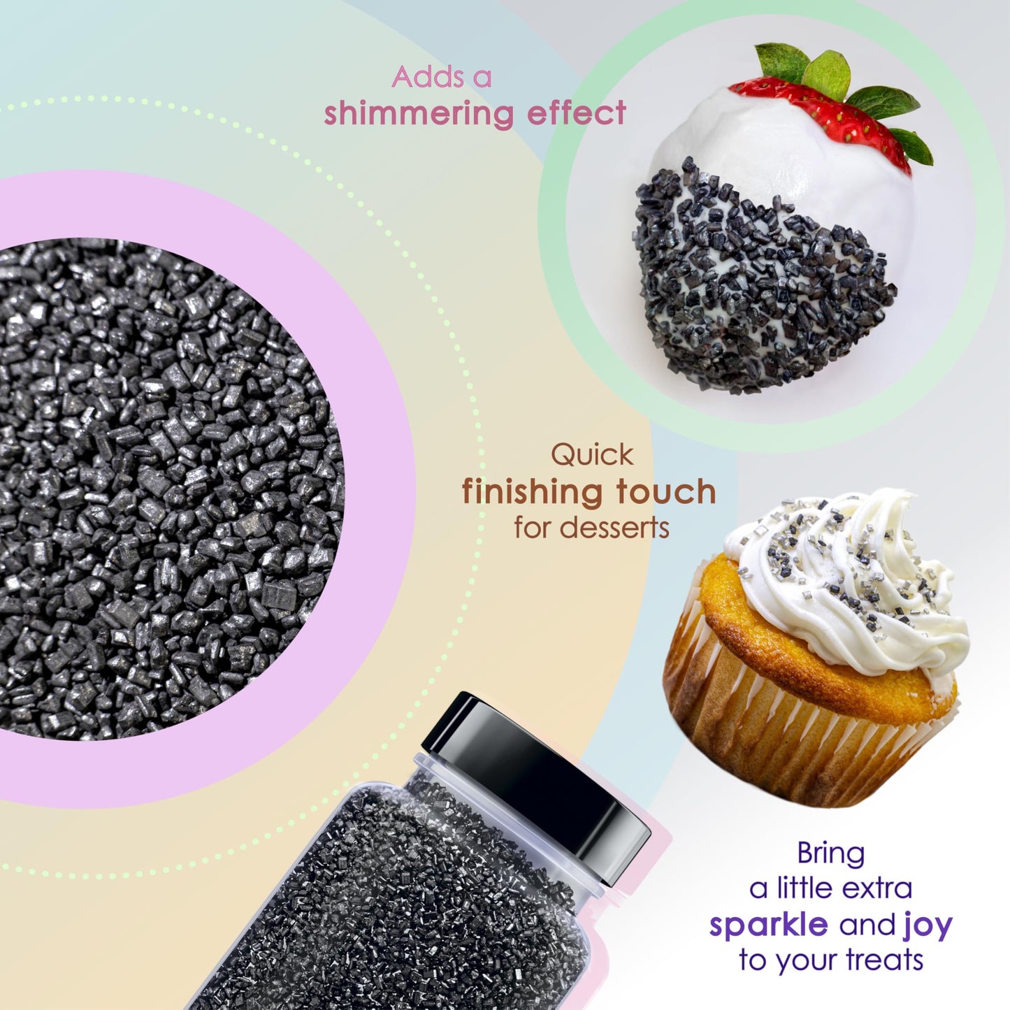 Bakerpan Pearlized Sugar Sprinkles - 5 Ounce Sparkling Sugar for Baking - Decorating Sugar Crystals for Cookies, Cake Pops, Ice Cream (Made in USA)