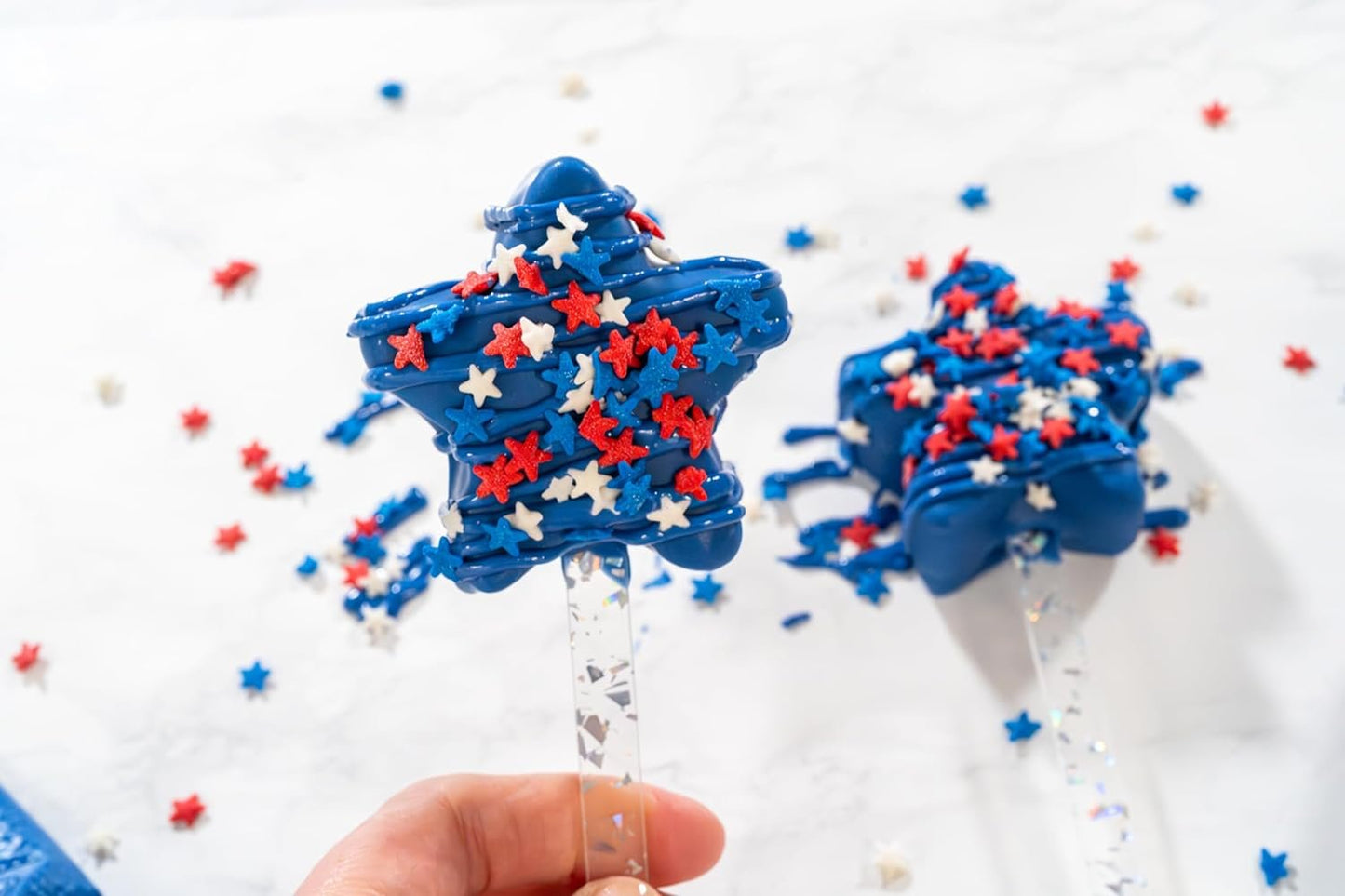 Bakerpan Sprinkles for Cake Decorating - Star Sprinkles 4 Ounces - Red, White & Blue Edible Confetti Sprinkles for Cupcakes, Ice Cream, Cookies, Cakes