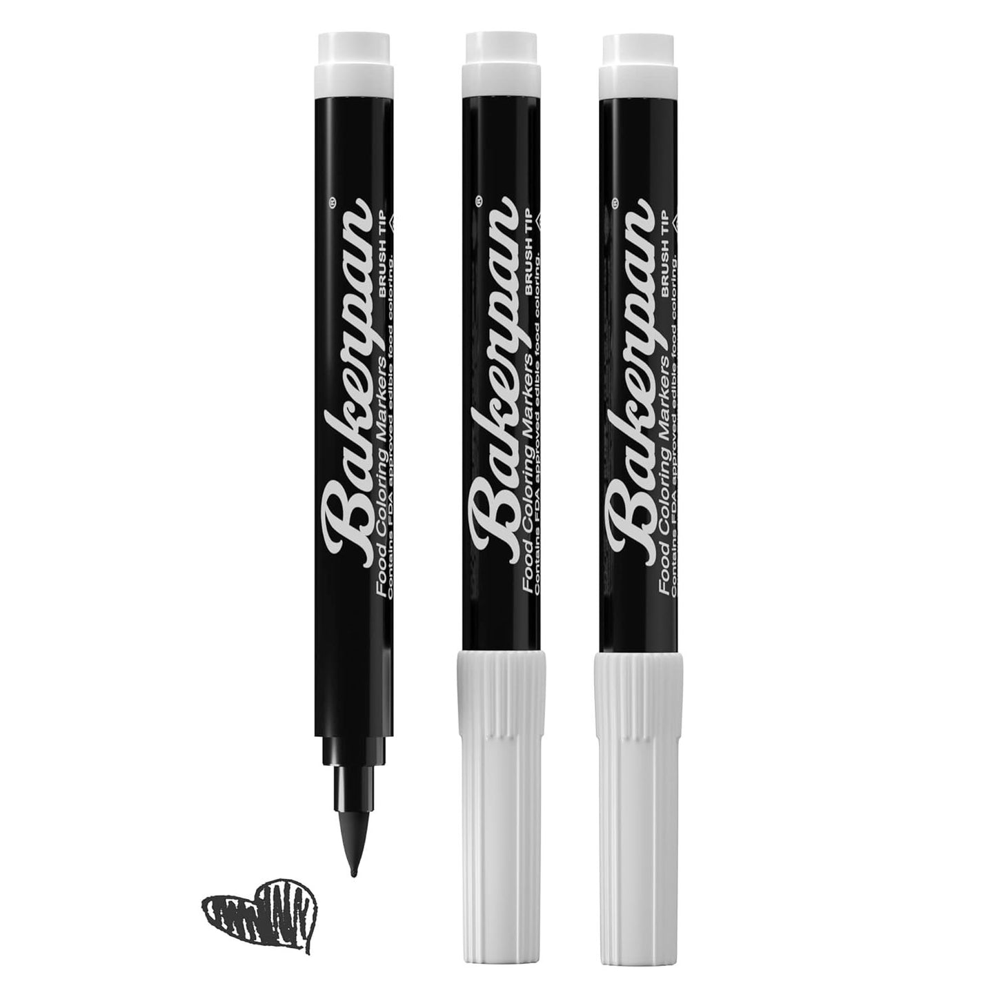 Bakerpan Food Coloring Markers, Brush Tip Black Edible Markers for Cake Pops