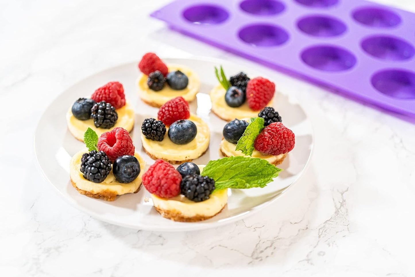 Bakerpan Silicone Mini Muffin Top Pans, Shallow Baking Cups, Mini Tart Pans