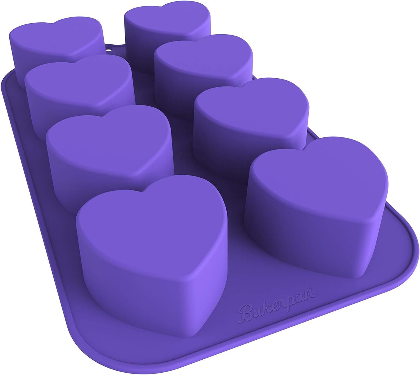 Bakerpan Silicone Heart Mold for Baking, Mini Cake Heart Pan, Heart Muffin Tray