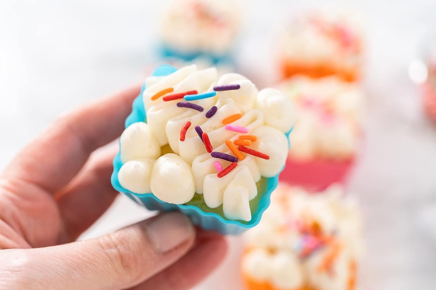 Bakerpan Silicone Square Molds for Baking, Square Baking Cups, Mini Cake Molds