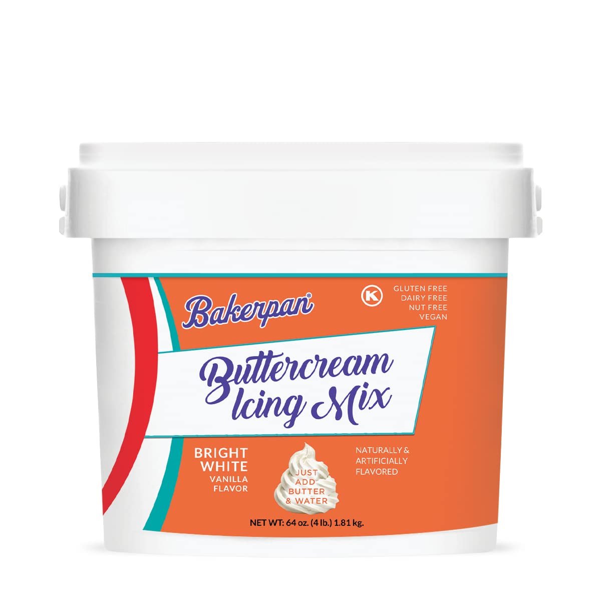 Bakerpan Buttercream Frosting for Cake Decorating, Vanilla Flavor - White