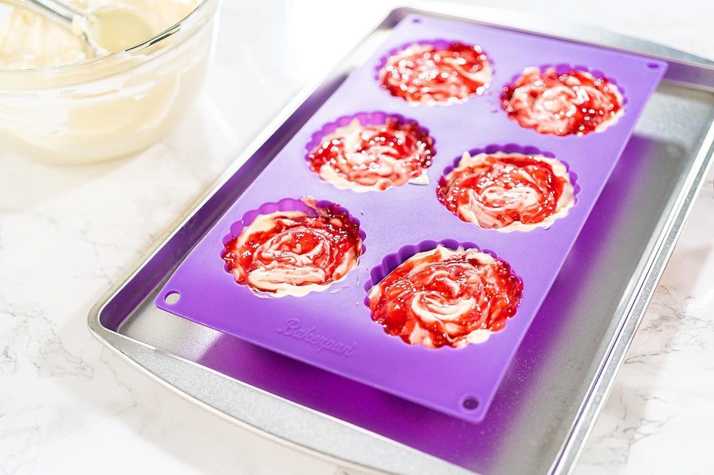 Bakerpan Silicone Mini Tart Pans for Baking, Mini Pies, Mini Cheesecakes, Quiche