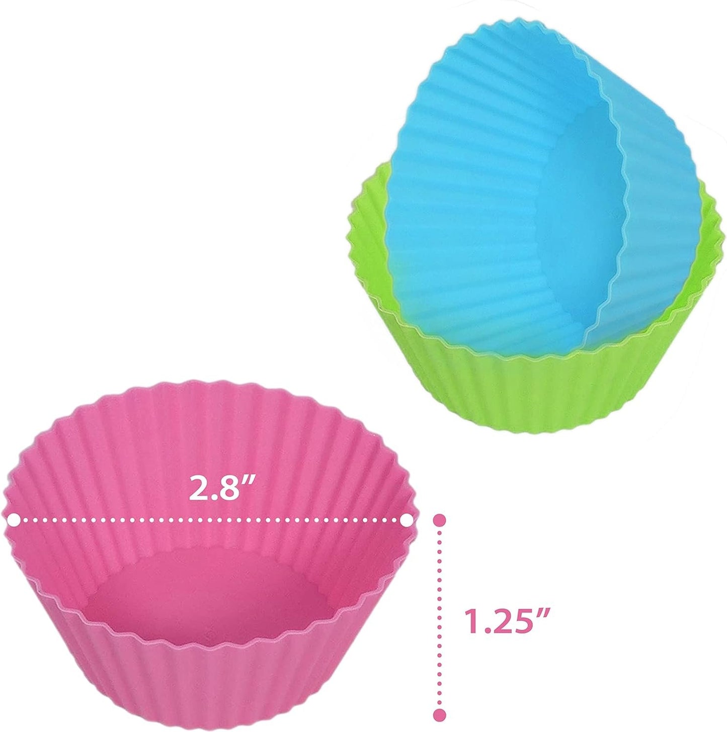 Bakerpan Silicone Cupcake Liners for Baking, Reusable Cupcake Molds, Baking Cups