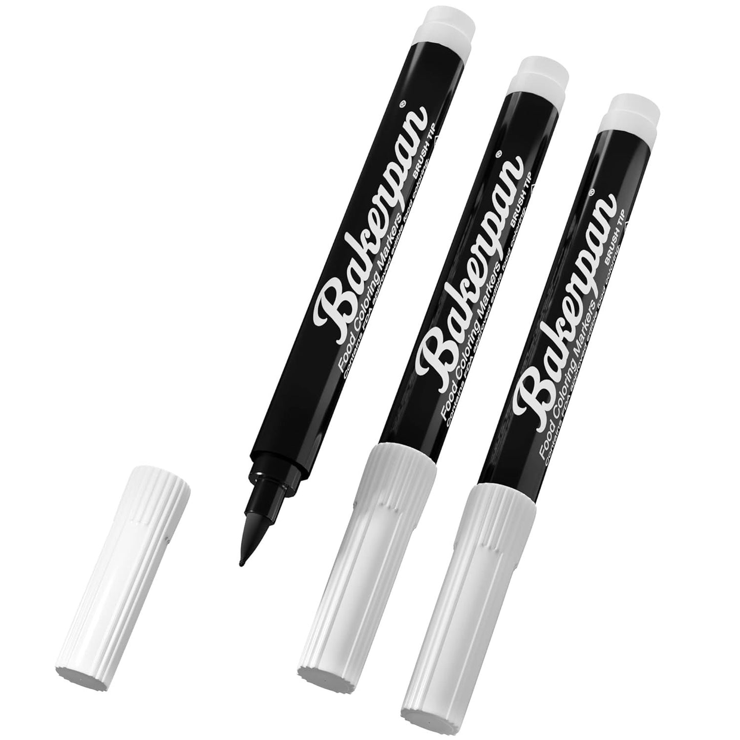 Bakerpan Food Coloring Markers, Brush Tip Black Edible Markers for Cake Pops