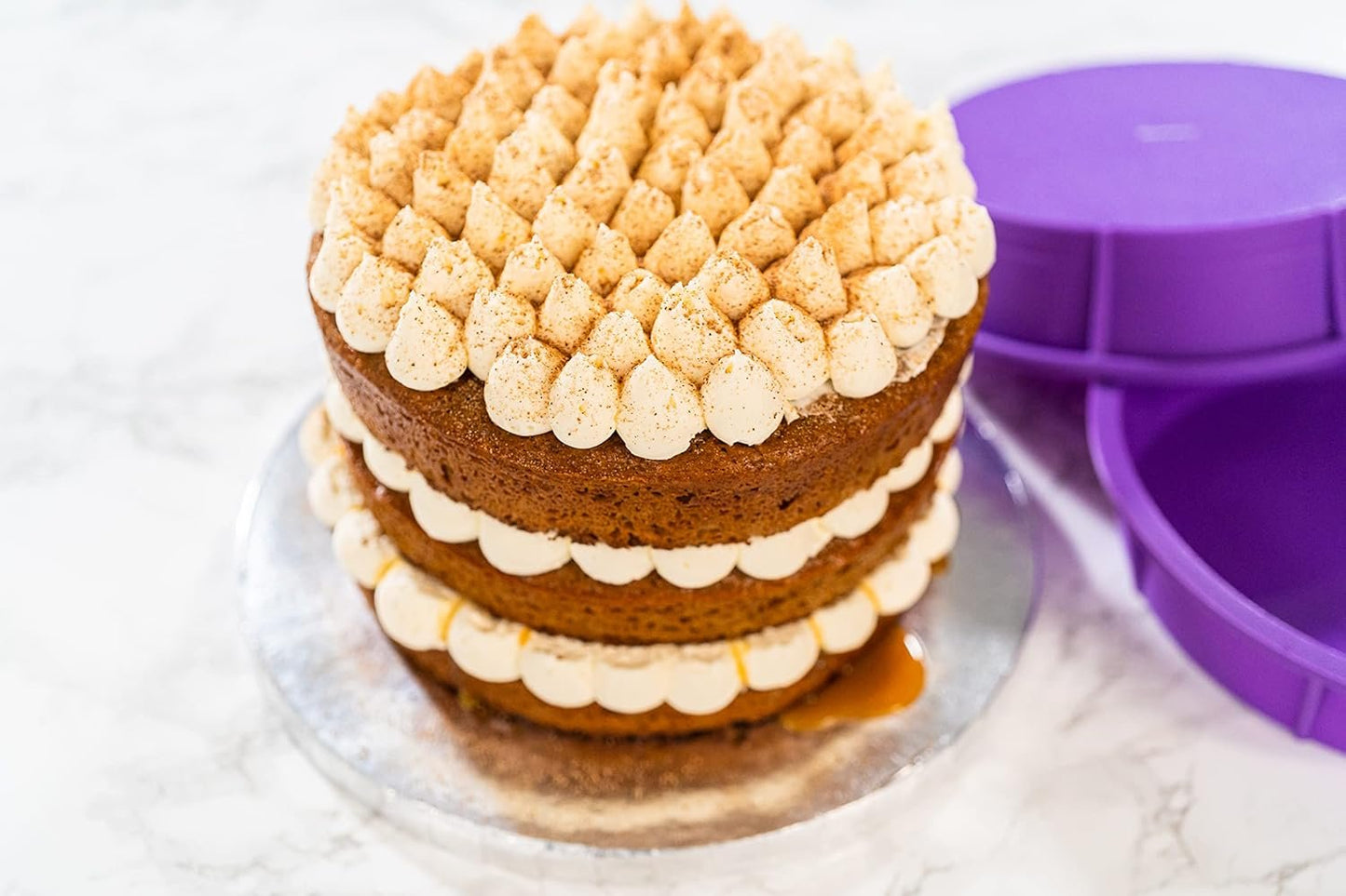 Bakerpan Silicone Round Cake Pans for Baking, 8" Non Stick Round Cake Mold