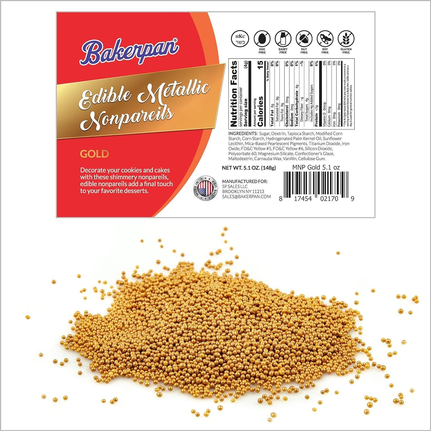 Bakerpan Sprinkles & Nonpareils for Cupcakes, Cakes, Ice Cream