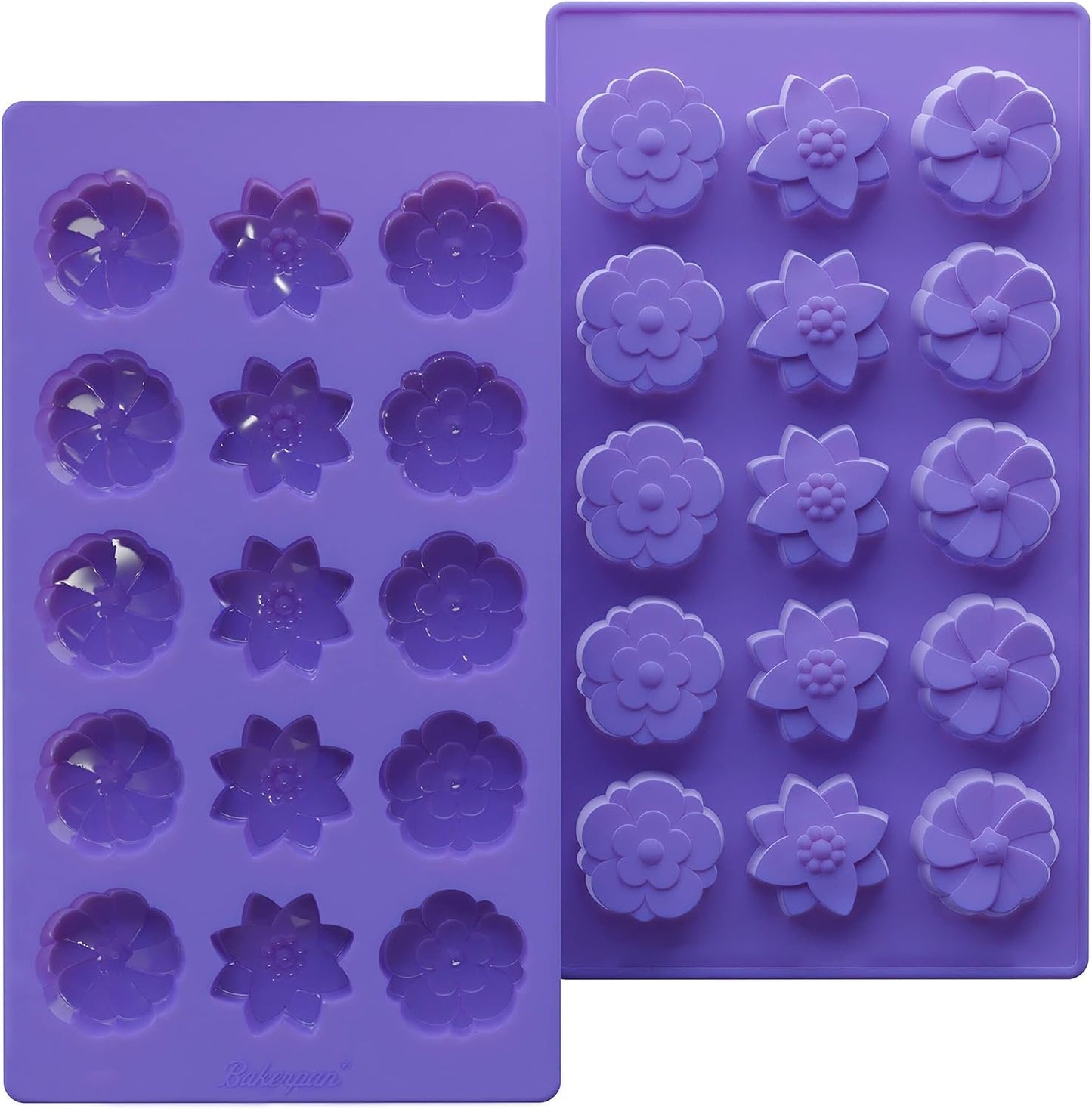Bakerpan Silicone Chocolate Molds, Flower Silicone Mold for Ice Cubes, Candies