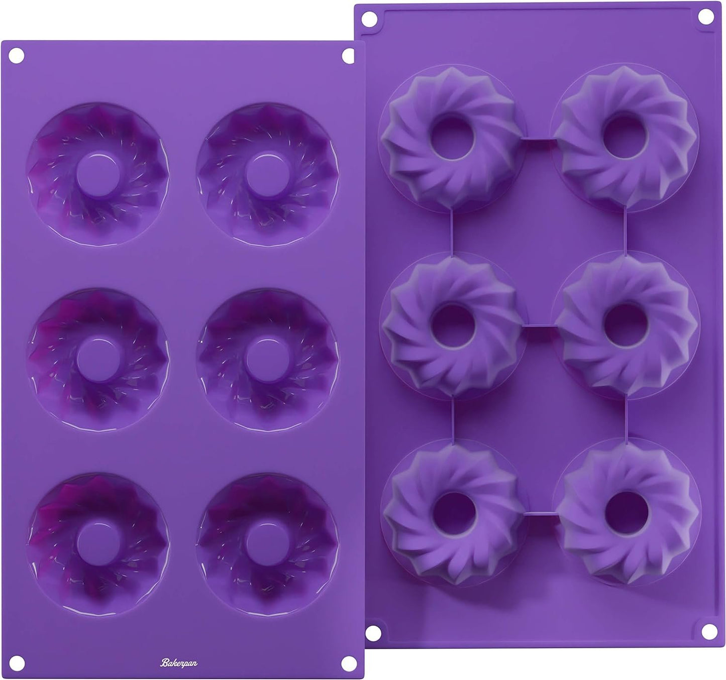 Bakerpan Silicone Mini Fluted Cake Pans, Mini Gelatin Molds, Small Jello Molds
