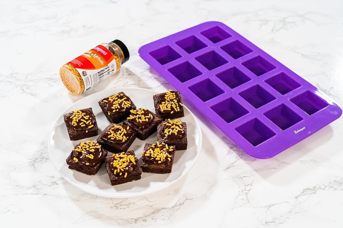 Bakerpan Silicone Brownie Mold for Baking, Bite Size Brownie Squares Pan