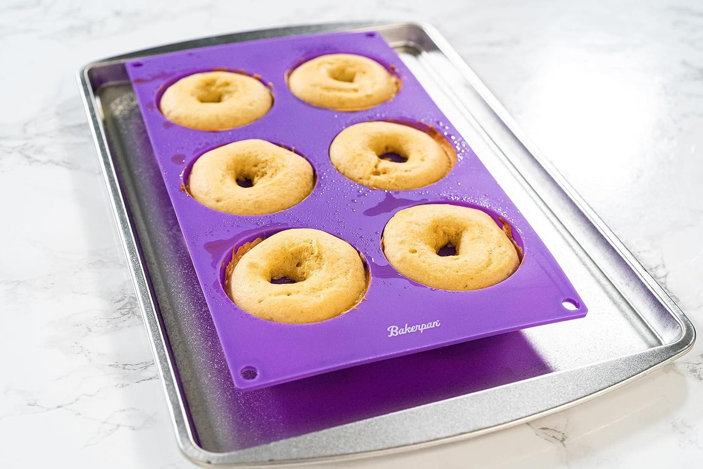 Bakerpan Silicone Donut Pan for Baking, Mini Cake Ring Mold, 2.75" Bagel Mold