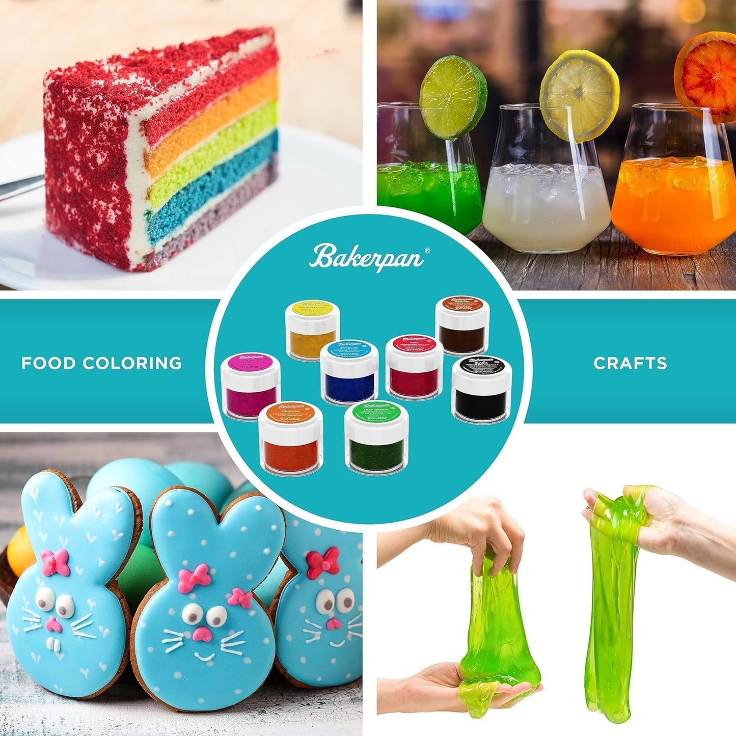 Bakerpan Food Coloring Powder for Baking, Cake Decorating Color Dust, 4g Jars