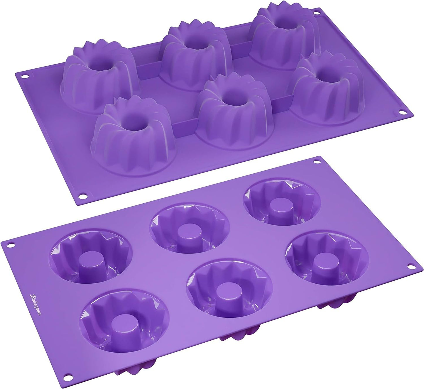 Bakerpan Silicone Mini Fluted Cake Pans, Mini Gelatin Molds, Small Jello Molds