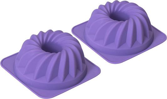 Bakerpan Silicone Small Fluted Cake Pans, Mini Tube Cake Baking Molds
