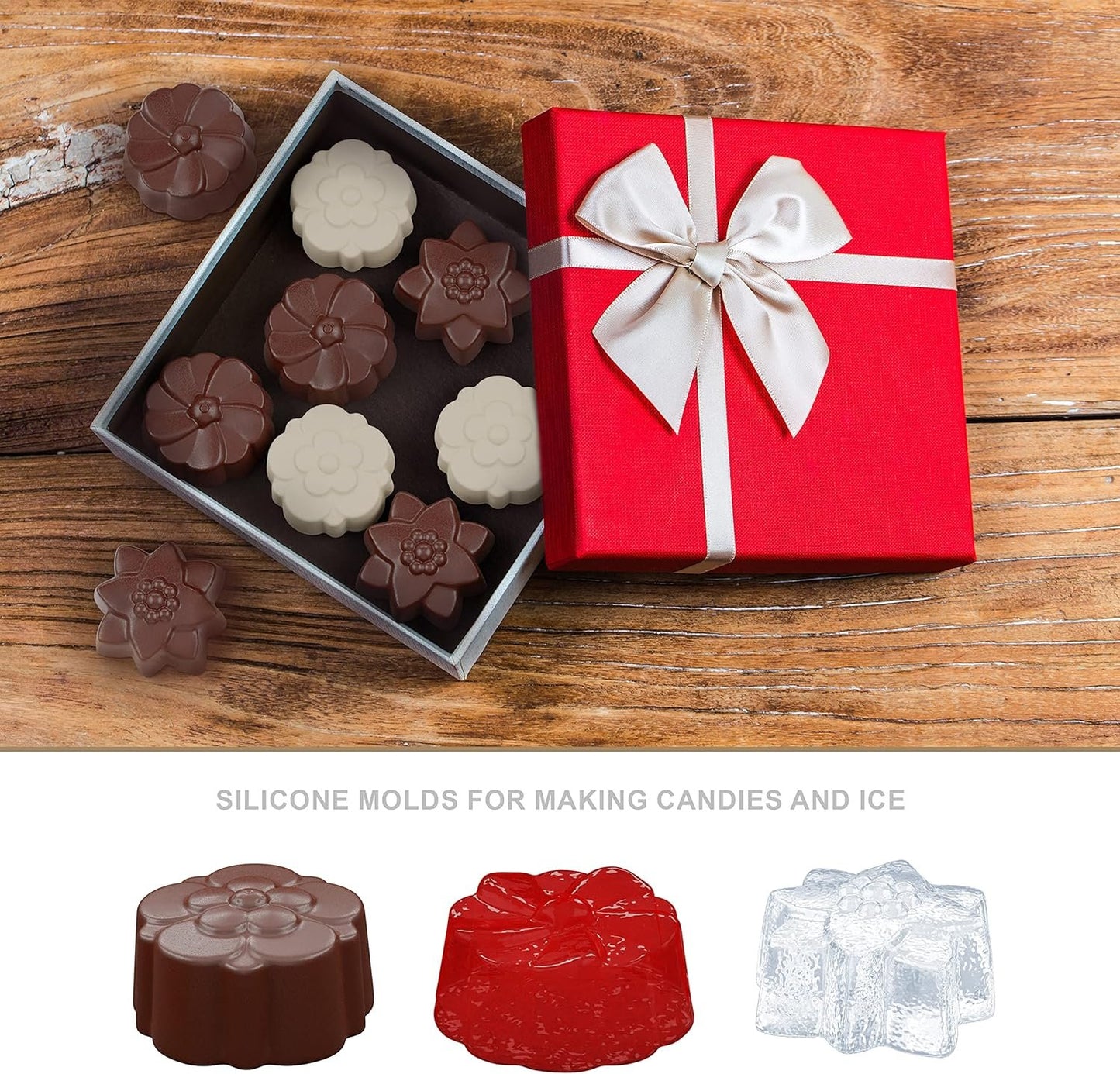 Bakerpan Silicone Chocolate Molds, Flower Silicone Mold for Ice Cubes, Candies