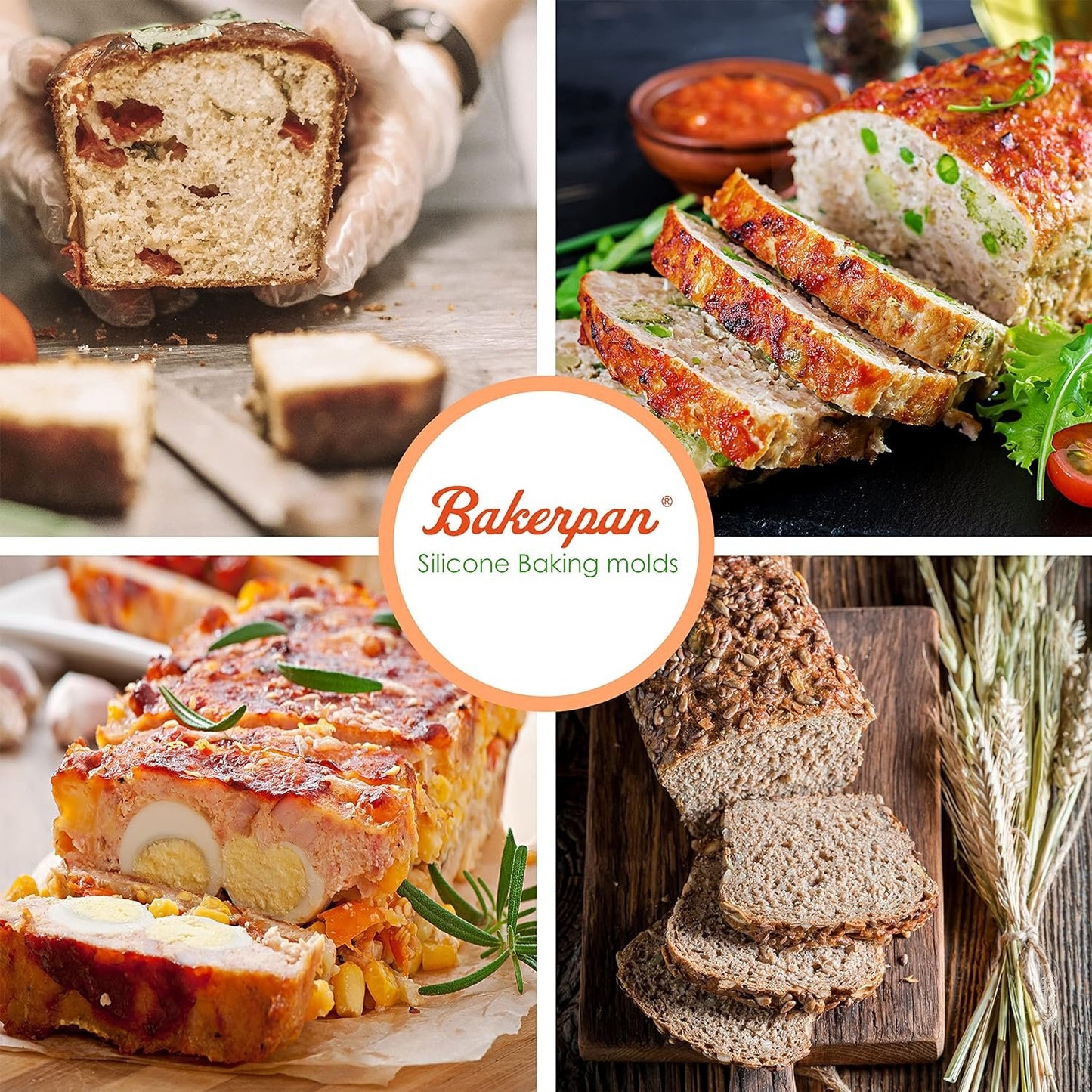 Bakerpan Silicone Bread Loaf Pan for Baking, 9 Inch Cake Mold Baking Pan