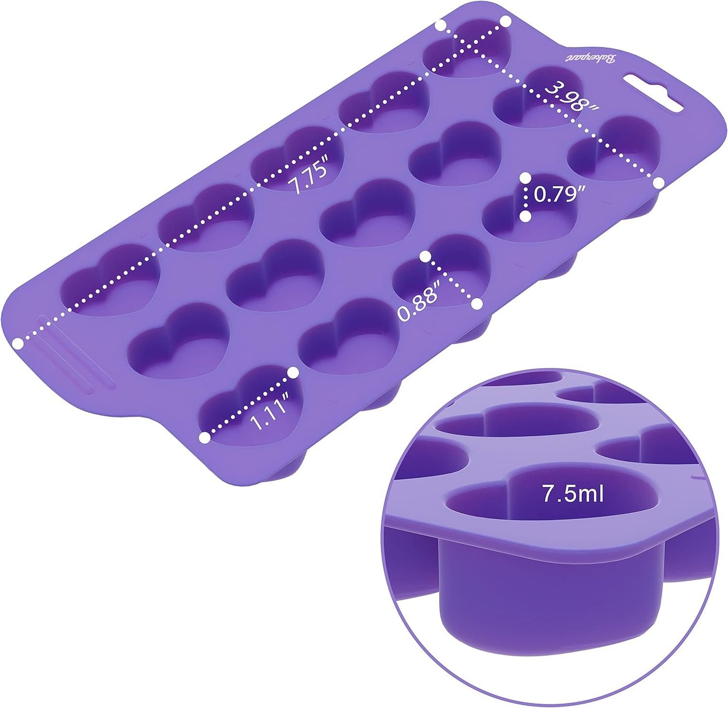 Bakerpan Silicone Chocolate Heart Mold, Heart Shaped Jelly, Ice, Candy Mold