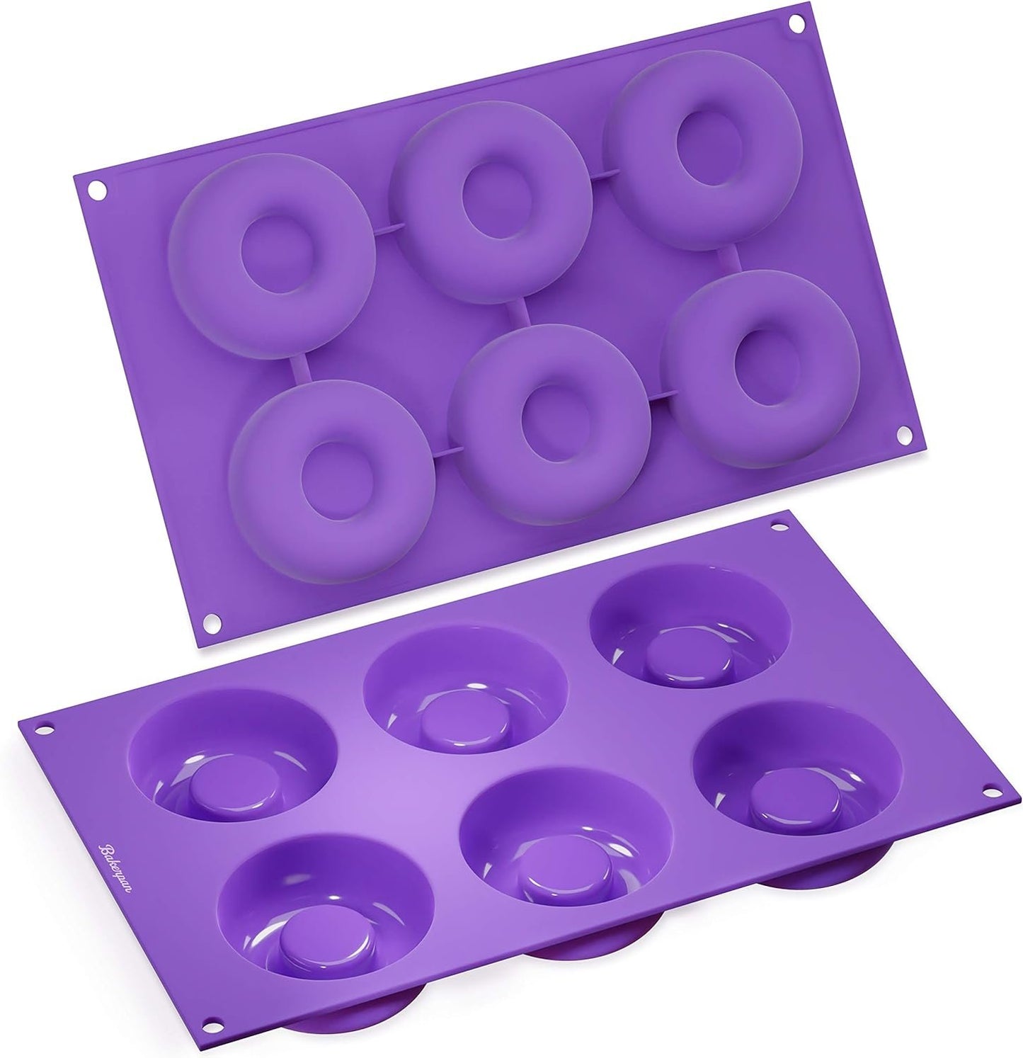 Bakerpan Silicone Donut Pan for Baking, Mini Cake Ring Mold, 2.75" Bagel Mold