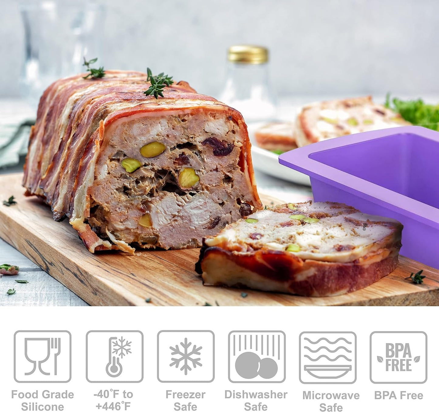 Bakerpan Silicone Bread Loaf Pan for Baking, 9 Inch Cake Mold Baking Pan