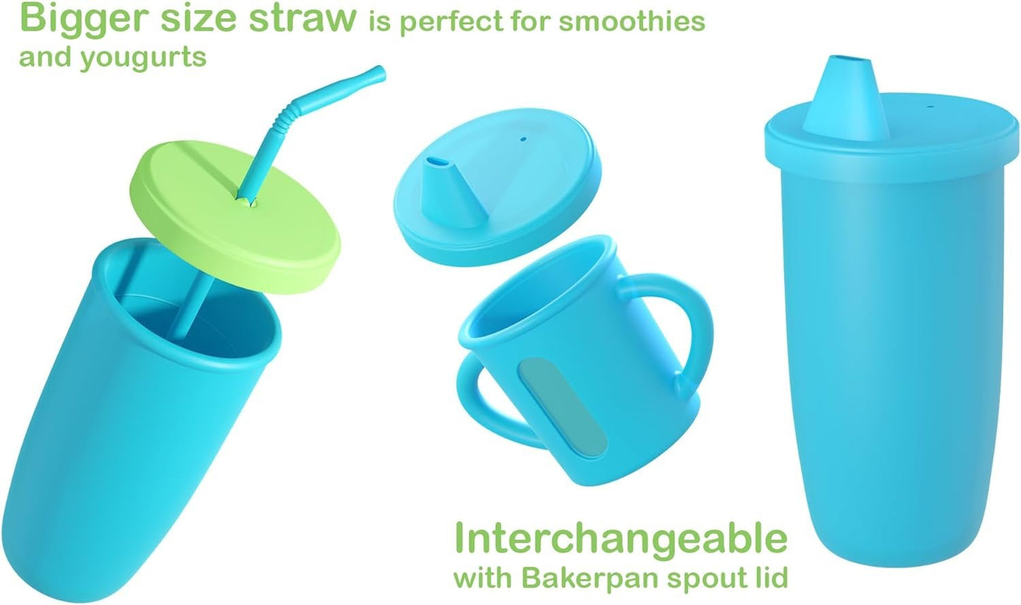 Bakerpan Silicone Straw Cup for Toddlers and Kids, 12 Ounce Silicone Cups