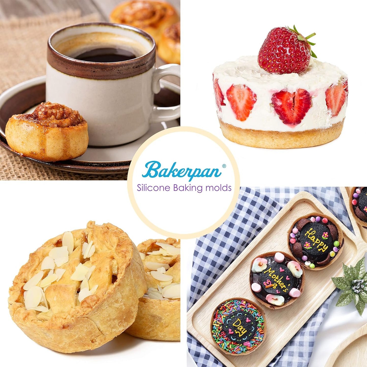 Bakerpan Silicone Muffin Pan, Cupcake Tray, Muffin Baking Mold, Muffin Tray