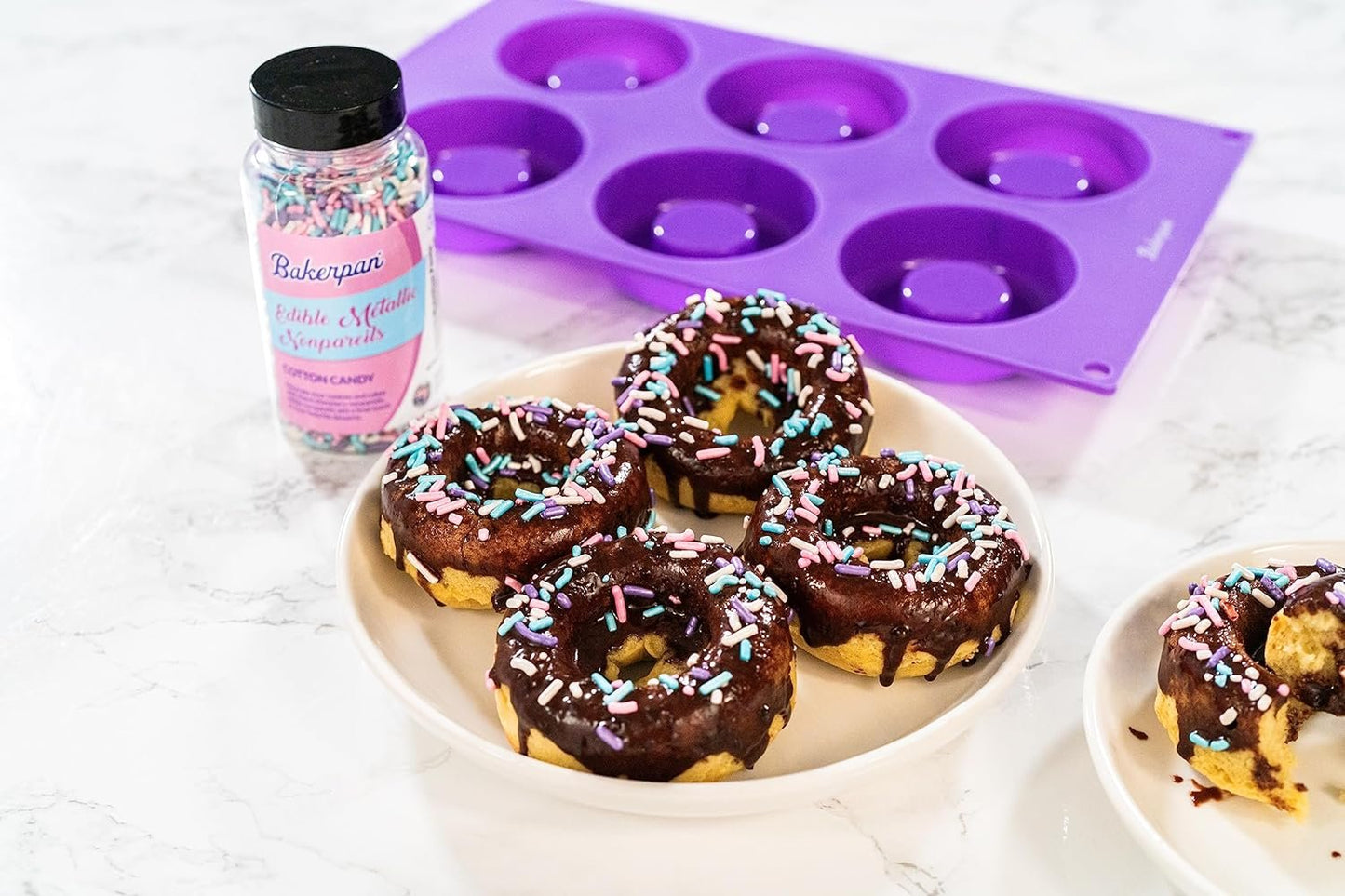 Bakerpan Silicone Donut Pan for Baking, Mini Cake Ring Mold, 2.75" Bagel Mold