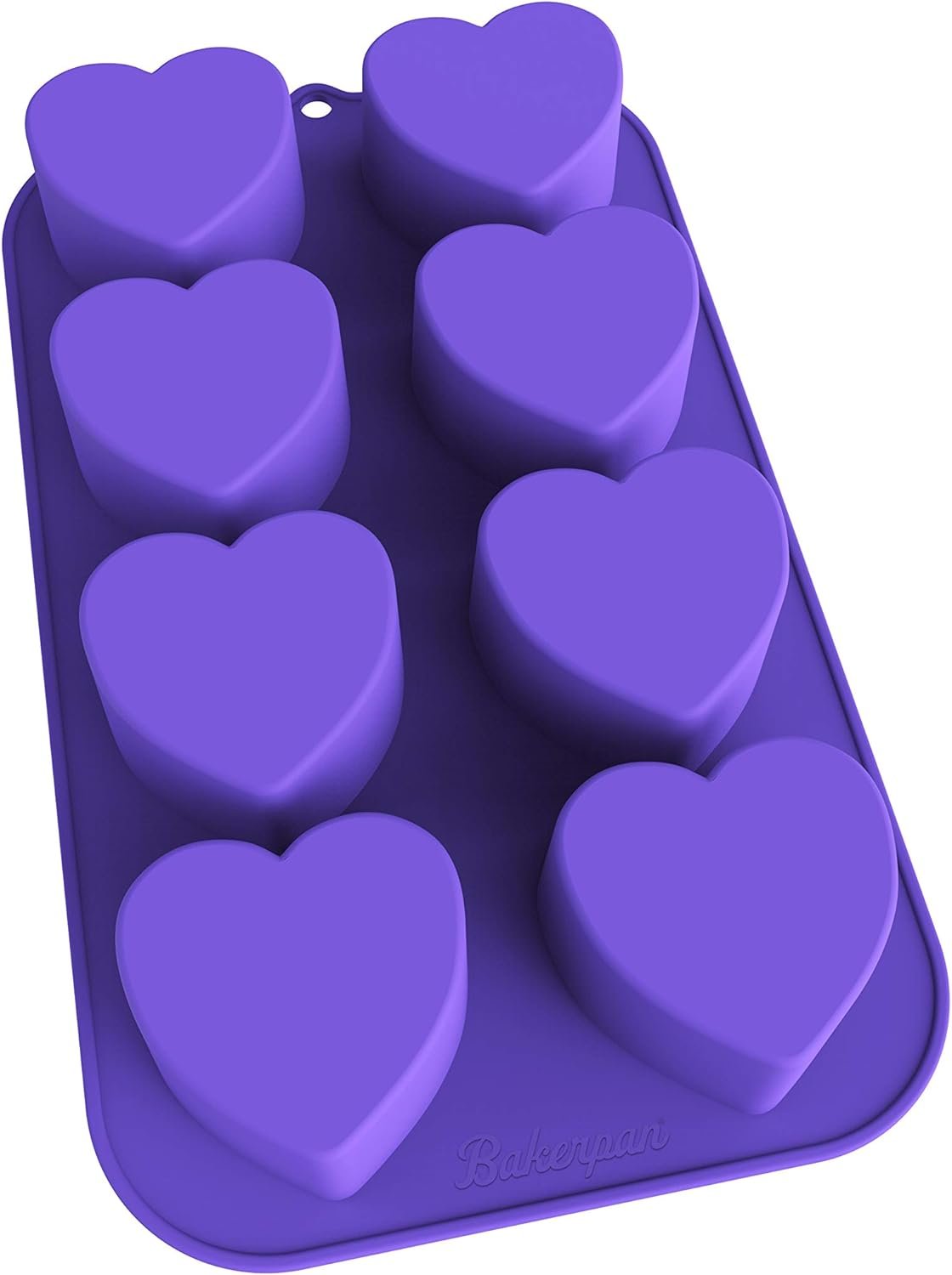 Bakerpan Silicone Heart Mold for Baking, Mini Cake Heart Pan, Heart Muffin Tray