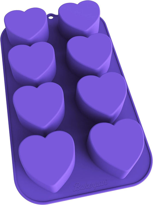 Bakerpan Silicone Heart Mold for Baking, Mini Cake Heart Pan, Heart Muffin Tray