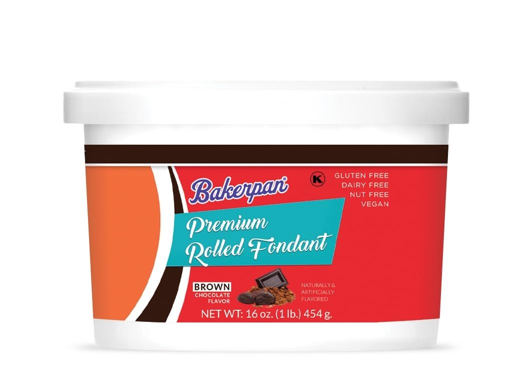 Bakerpan Premium Rolled Brown Fondant for Cake Decorating, Chocolate Flavor