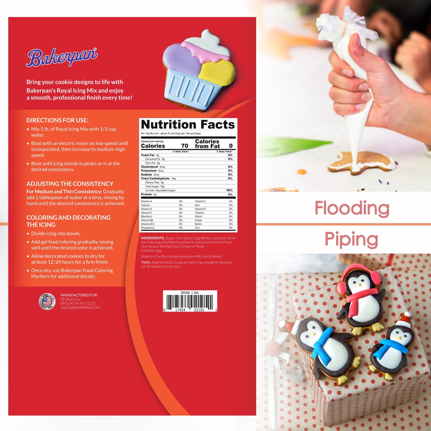 Bakerpan Royal Icing Mix for Decorating Cookies and Cakes - 16 Ounces (1 lb)