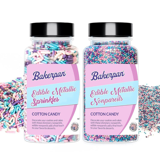 Bakerpan Edible Pastel Colors Nonpareils Sprinkles & Jimmies Sprinkles for Cupcakes, Pastel Sprinkles Edible for Cake Decorating