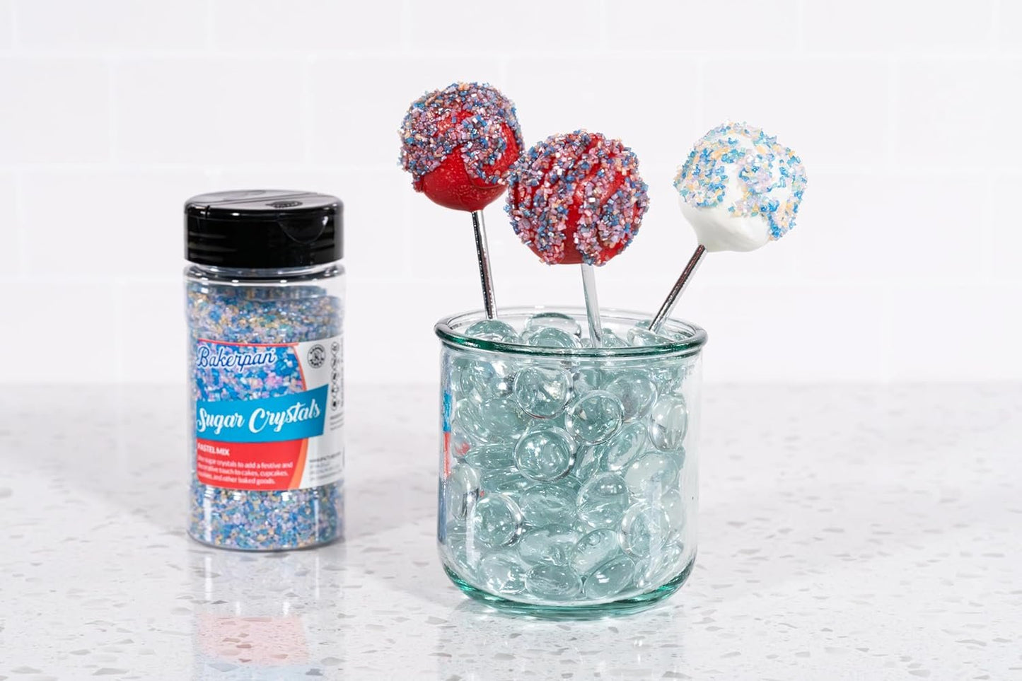 Bakerpan Pearlescent Sugar Sprinkles - Sugar Crystals for Cake Decorating 7 Ounces - Pastel Decorating Sugar Sprinkles for Baking, Cookies, Ice Cream