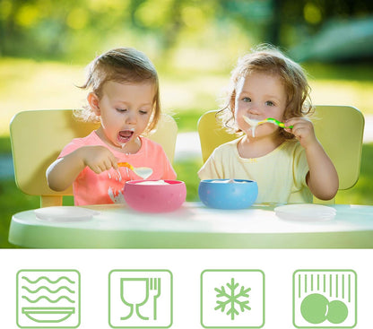Bakerpan Silicone Toddler Feeding Bowl with Lid for Food and Snacks On The GO