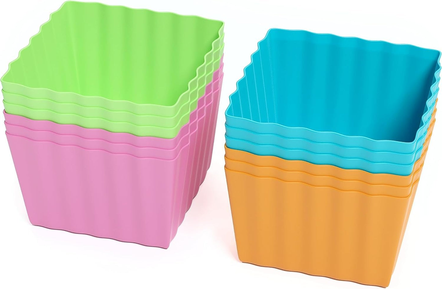 Bakerpan Silicone Square Molds for Baking, Square Baking Cups, Mini Cake Molds